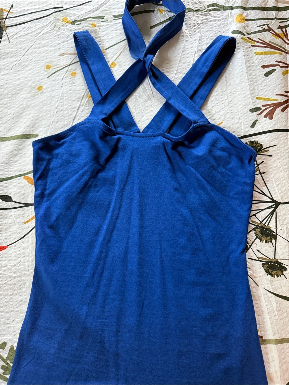VENUS Royal Blue Crisscross Strap Tank Top